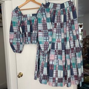 NWT Elegant Plaid Skirt Set - Multicolor